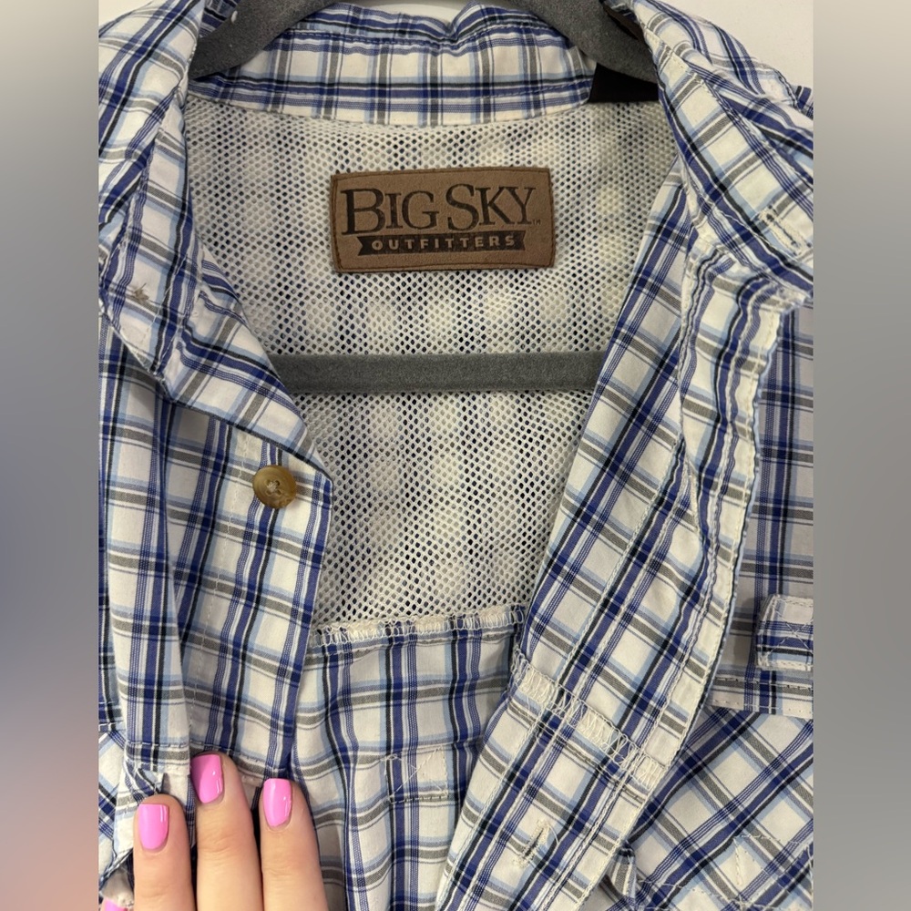 Blue Plaid Casual Button Down Shirt - Picture 2 of 4